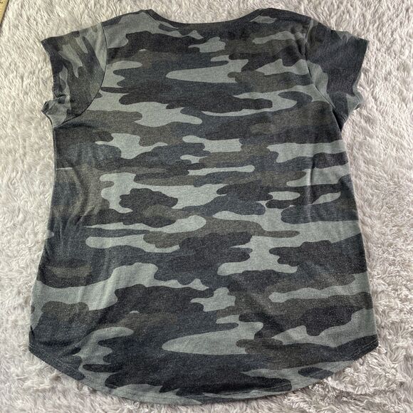 Lucky Brand Shirt Womens Extra Large Gray Black Camouflage Camo Tee Military - Picture 6 of 8